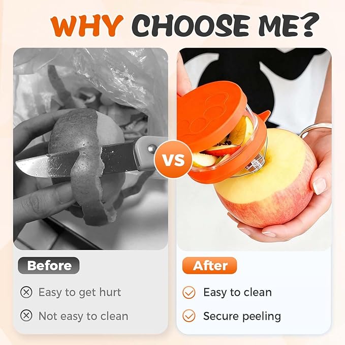 2026 New Kitchen Special Fruit Peeler with Box Storage, Upgrade Vegetable Peeler with Catcher Peeler with Storage Bucket, Double-Sided Stainless Steel Multi-Function Peelers (Orange)