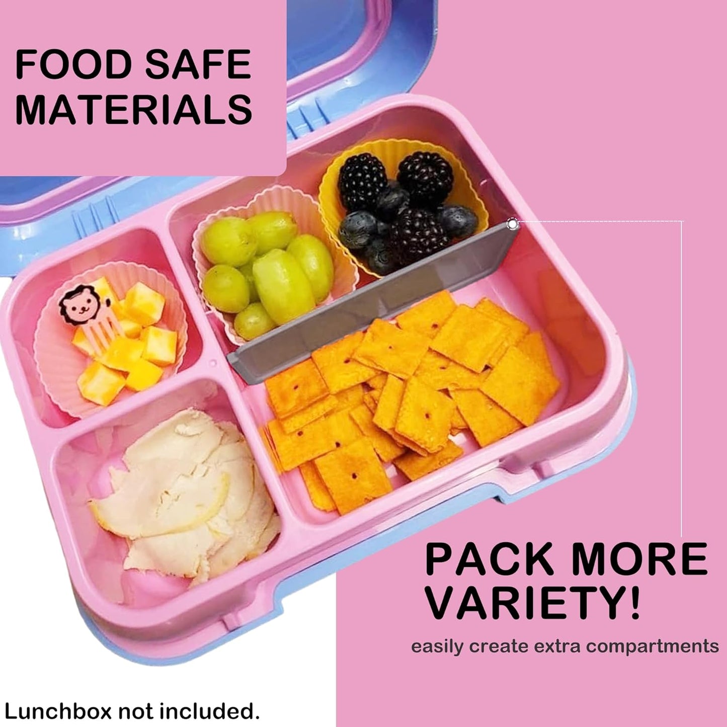 3Pcs Replacement Insert Divider for Bento Box Insert Divider Compatible with Bentgo Lunch Box Made from Food-safe Grade Materials (Pop)