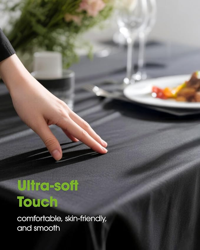 Pureegg Rectangle Table Cloth 60" x 84" – Durable Polyester Tablecloth Offers Reusable & Washable Protection, Ideal for Outdoor Party, Picnic, Wedding, Banquet and Birthday, 1 Pack, Black