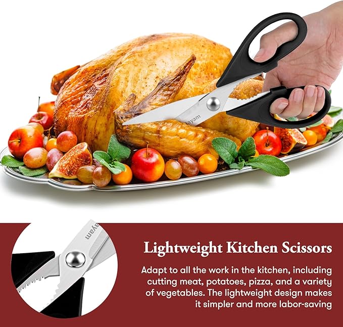 iBayam Stocking Stuffers for Men, White Elephant Gifts for Adults, Kitchen Scissors All Purpose Kitchen Shears 8.5" Cooking Scissors with Sheath, Black Kitchen Accessories, Kitchen Gadgets Utensils