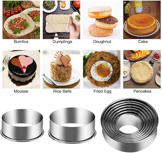 12 Pieces Biscuit Cookie Cutter Set With Tin Box Biscuit Plain Edge Round Cutters Metal Ring Baking Molds, Stainless Steel Cookie Dough Biscuit Muffins Cutters in Graduated Sizes