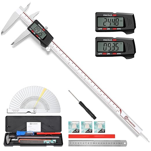 Housolution Digital Caliper 12 Inch, Caliper Measuring Tool with Large LCD Screen, Inch/MM, 4 Measuring Ways, Auto-Off LCD Stainless Steel Micrometer Vernier Caliper for Printing Jewelers Woodworkers