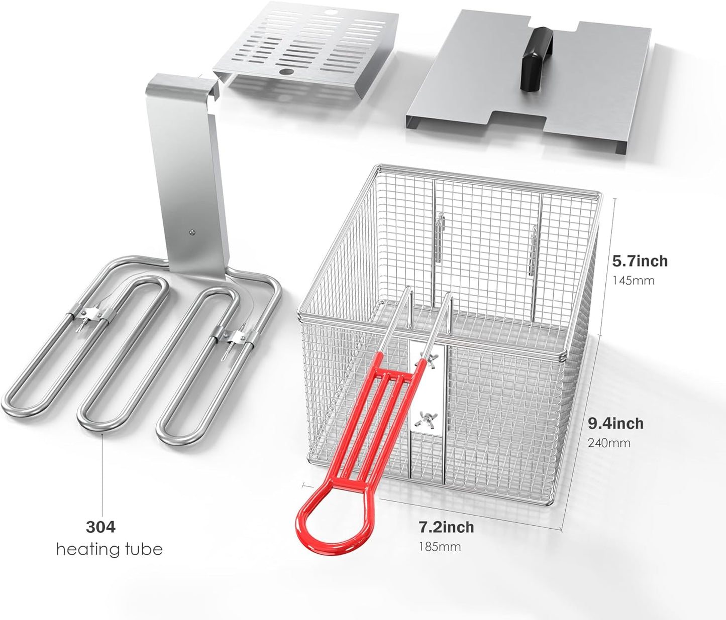 Deep Fryer 12L Large Electric Fryer with Oil Drain and Timer Deep Fryer with Basket and Lid Stainless Steel Countertop fryer Commercial Fryer for Restaurant and Home Kitchen 120V 1750W