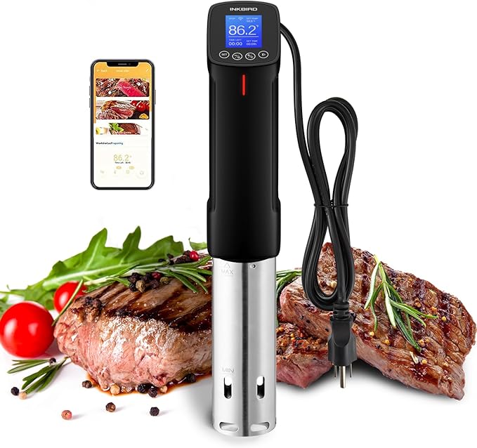 INKBIRD WIFI Sous Vide Cooker ISV-100W, 1000 Watts Sous Vide Machine Immersion Circulator with 14 Preset Recipes on APP & Calibration Function, Thermal Immersion, Fast-Heating with Timer