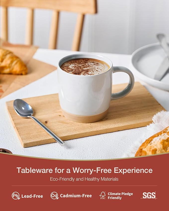 famiware Coffee Mugs for 4, 12 oz Mug Set, Dringking Cup with Handle for Coffee, Tea, Cocoa, Milk, Milkyway serise, White