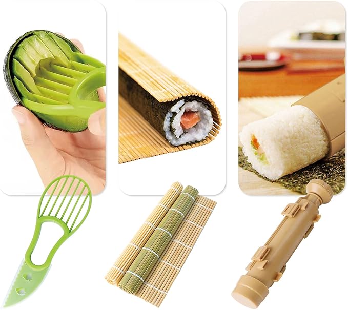 Havaro Sushi Making Kit, 21-Piece Sushi Roller Kit for Beginners & Pros with Knife, 2 Bamboo Rolling Mats, Bazooka and Dipping Plate, Chopsticks – Premium Sushi Gift Box