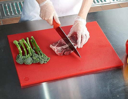 CURTA Cutting Boards for Kitchen, 20" x 14" x 0.5" Red Color Coded Plastic Chopping Board with Anti Slip Surface Dishwasher Safe