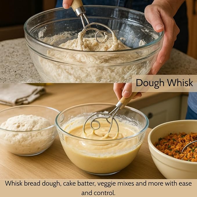 Sourdough Bread Baking Kit – 2 Banneton Proofing Baskets With Liners (9” Round & 10” Oval), Dough Whisk, Bread Lame With 5 Blades, Dough Scraper, Silicone Brush