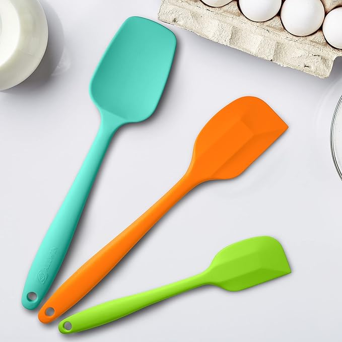 Silicone Spatula 3-piece Set, Ergonomic Handle High Heat-Resistant Spatulas, Non-stick Rubber Spatulas with Stainless Steel Core