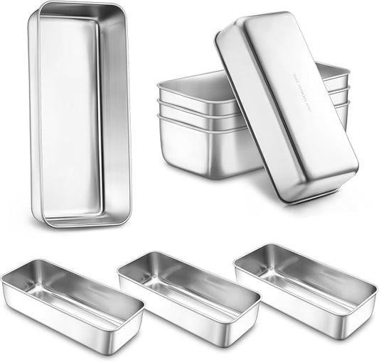 LIANYU 8 Pack Large 12x5 Inch Loaf Pans, Stainless Steel Bread Pans Set for Baking Sourdough Bread, Meatloaf, Cake, Brownies, Durable & Non Toxic Metal Bakeware, Dishwasher Safe