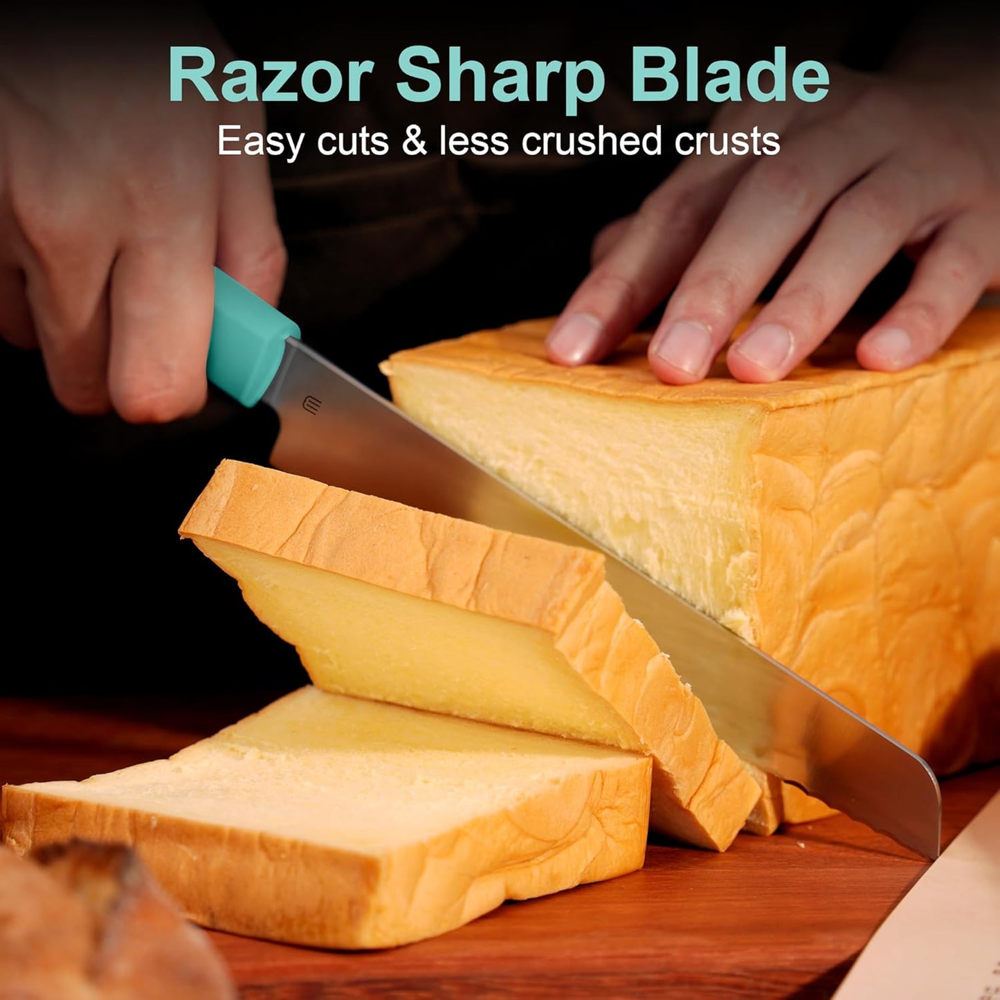 7.5" Serrated Bread Knife for Homemade Bread, Razor Sharp AR-RPM9 Steel & Innovative Wavy Edge, Professional Serrated Knife for Sourdough Bread Cake, Gift for Baker Home Chefs