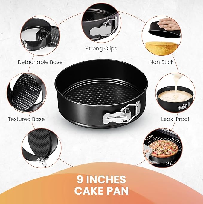 9 inch springform pan for cheesecake, Nonstick, Leak-proof Cheesecake Pans for Baking cakes, Cheese Cake & Pies with Protective Silicone mould & 100 Parchement Papers - Easy to Clean