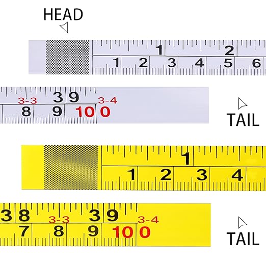 39 Inch Workbench Ruler, 2 Pcs Backed Adhesive Measure Tape Metal Measuring Tools Double Scale Sticky Tape for Woodworking, Saw, Drafting Table (Left to Right - Inch/cm - White/Yellow)