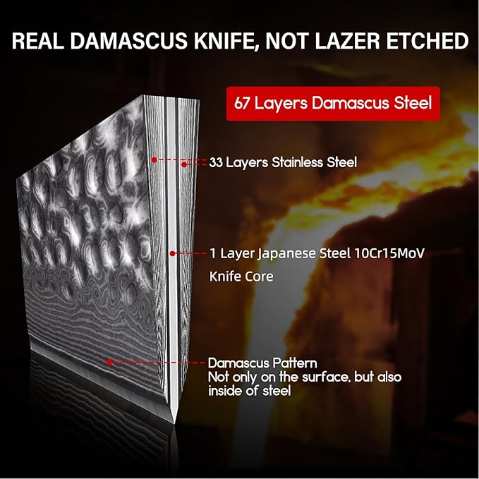SHAN ZU Chef Knife, 8 Inch Damascus Steel Knife, Professional Kitchen Knife Sharp High Carbon Steel Kitchen Utility Knives with Gift Box