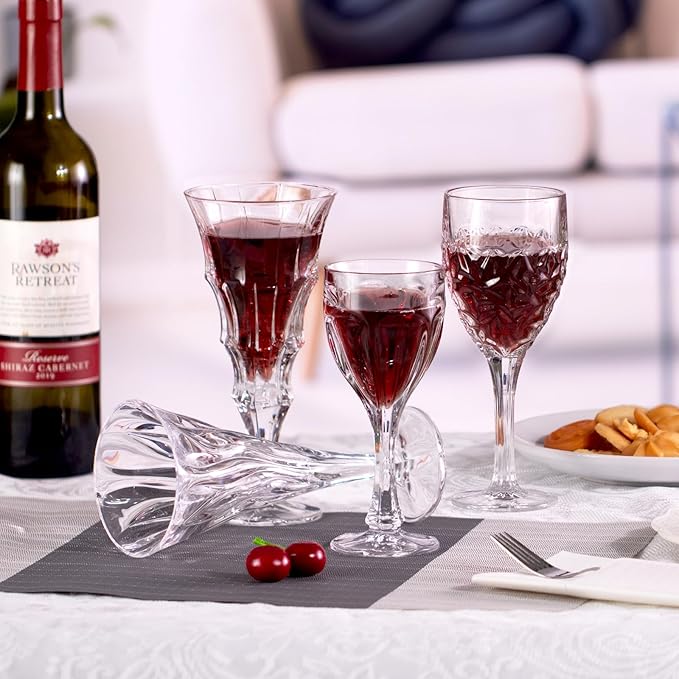 KAMMAK Wine Glasses Set of 2, 4.6 oz Hand Blown Crystal Bordeaux Wine Glasses, Thin Rim & Long Stem, Perfect for Red & White, Daily Use, Wedding Anniversary or Birthday Gift with Gift Box, Safari