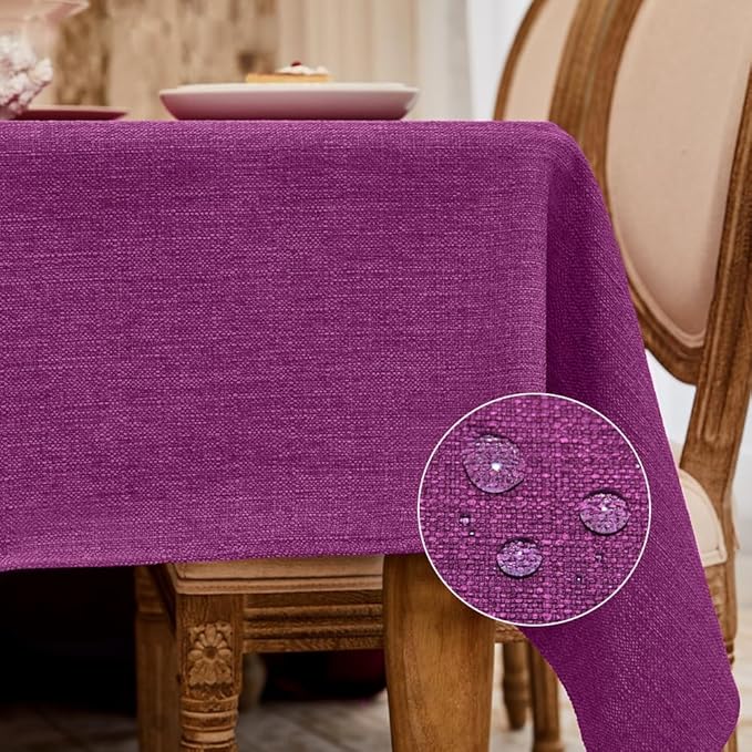 BALCONY & FALCON Rectangle Tablecloth Washable Wrinkle Resistant and Water Proof Table Cloth Decorative Linen Fabric Tablecloths for Dining Parties Kitchen Wedding and Outdoor Use (Purple, 57x85)