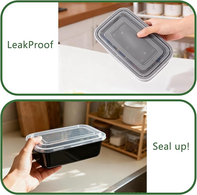 10Pack 35oz Meal Prep Containers Disposable Food Storage Containers with Lids, 1-Compartment Reusable Food Storage Plastic Stackable To Go Boxes Microwave, Freezer, Dishwasher Safe