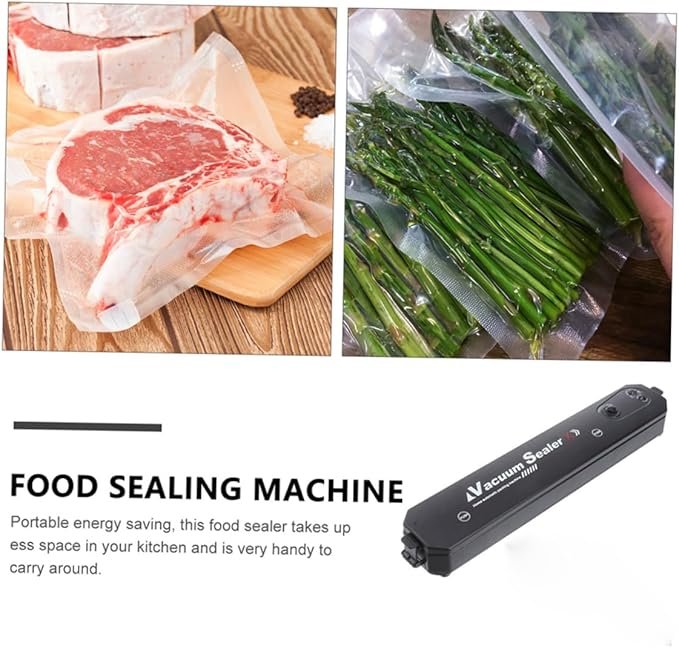 Automatic Vacuum Sealer Machine Multi-function Food Sealing Tool with Pre-cut Bags Compact Portable Kitchen Gadget US Plug for Home and Commercial Use