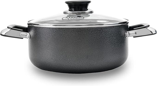 Alpine Cuisine 8.5 Quart Non-stick Stock Pot with Tempered Glass Lid and Carrying Handles, Multi-Purpose Cookware Aluminum Dutch Oven for Braising, Boiling, Stewing