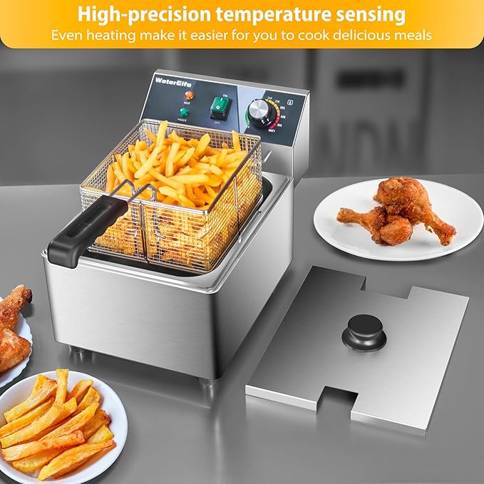Deep Fryer With Basket 9L/9.5QT Home Use Small Deep Fryer 1800W Commercial Deep Fryers For Kitchens And Dining Rooms With Thermostat Stainless Steels 120V