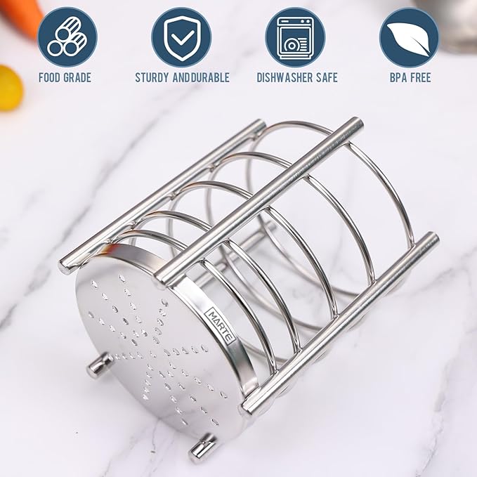 Utensil Holder for Kitchen Counter - 6.1" X 4.8" Large Metal Cooking Utensil Crock Stainless Steel Utensil Holder Container Canister Spatula Spoon Caddy Organizer-Brushed- Heavy Base, Silver