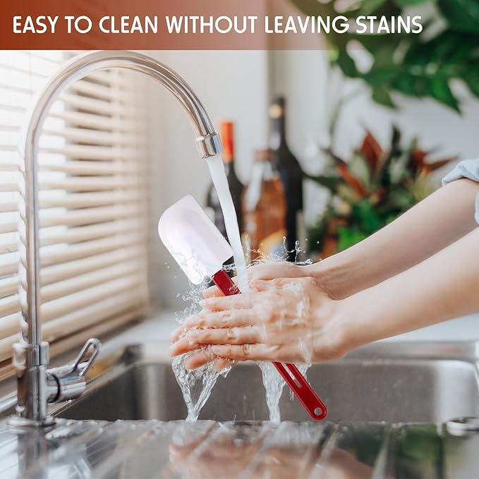 Norme 6 Pcs High Temp Silicone Spatulas Heat Resistant Rubber Spatula Commercial Silicone Scraper with Handle for Kitchen Cook Baking Mixing Utensil, Dishwasher Safe (10,14,16.5 Inch)