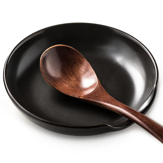 Spoon Rest for Stove Top, Cooking Spoon Rest & Spoon Holder for Stove Top, Kitchen Utensil Holder for Spoons Ladles Tongs Spatula for Housewarming Gift, Black