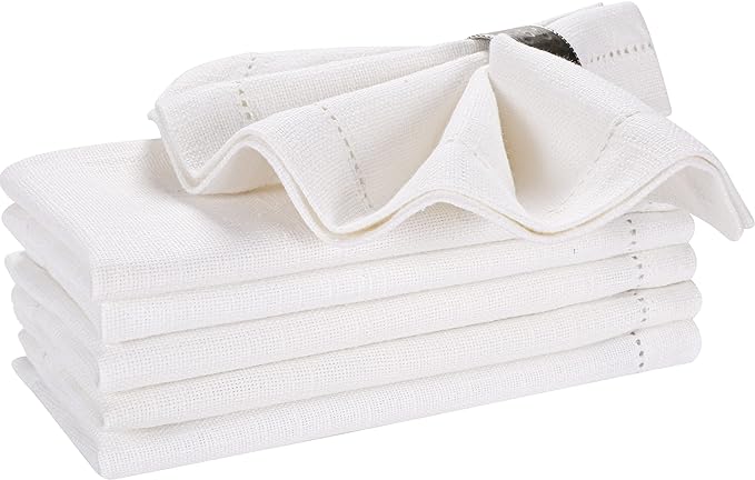 Cloth Dinner Napkins Set of 6 – 100% Cotton White Dinner Napkins 16x16 – Reusable for Easter, Christmas, Weddings, Baby Shower, Parties