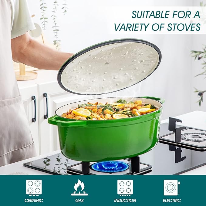 vancasso Enameled Cast Iron Dutch Oven, 9.3 Quart Dutch Oven Pot with Lid, Oval Dutch Oven Cast Iron Pot with Non Stick Enamel Coating for Bread Baking