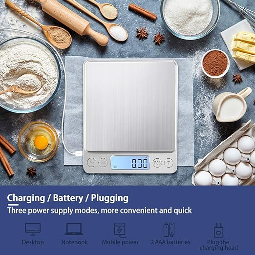 Upgraded Large Range Small Kitchen Scale, USB Charging Mini Food Electronic Scale, High Accuracy Cooking Scale, Pocket Scale with LCD Display, 1kg/0.01