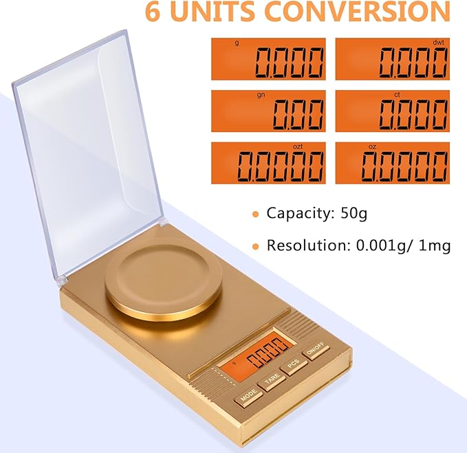 Fuzion Digital Milligram Scale 50g/ 0.001g, Portable Jewelry Scale, Gold Scale, Gem Scale, Micro Scale for Powders