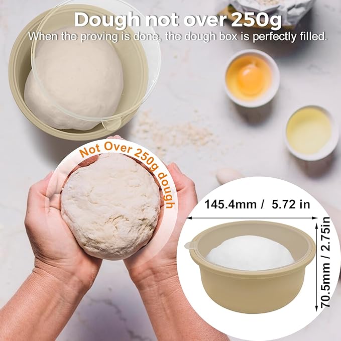 4Pcs Stackable Silicone Pizza Dough Proofing Containers with Lids,Pizza Dough Proofing Box | Make 12" Pizzas 700ml(4Pcs Beige)