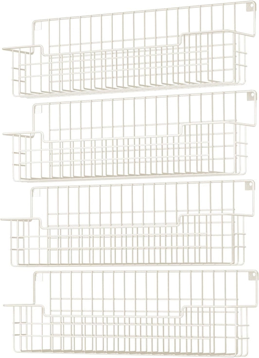 Spice Rack, 4-Pack Seasoning Organizer Wall Mounted for Kitchen Storage Organization, Metal Spice Holder Shelf for Cabinet, Pantry, White