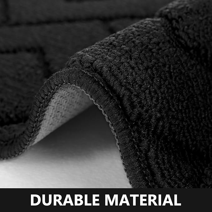 hicorfe Kitchen Rugs and Mats Sets,2 Pieces Super Absorbent Polypropylene Non-Slip Rug,Soft Comfort Floor Mat,Washable for Kitchen,Hallway,Office,Sink,Laundry(20" x 31.5" Plus 20" x 48",Black)