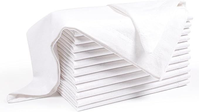 Ramanta Home White Cotton Dinner Napkins Set of 12 | 100% Cotton 18x18 Inch Cloth Napkins | Reusable Fabric Table Napkins for Everyday Use, Parties, Weddings, Thanksgiving, Christmas, Halloween