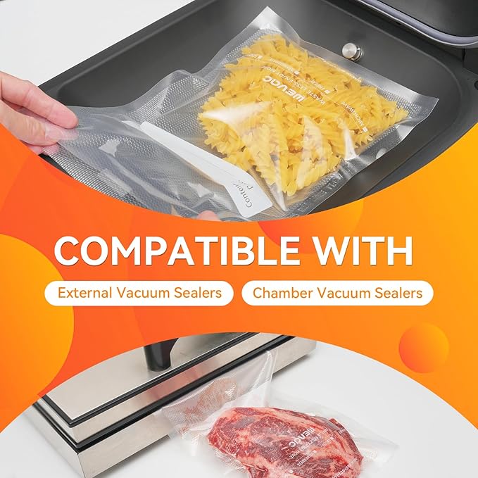 Wevac 6" x 10", 8" x 12" and 11" x 16", 150 Count, Vacuum Sealer Bags for Food Saver, Seal a Meal, Weston, Commercial Grade, BPA Free, Heavy Duty, Great for Vac Storage, Meal Prep and Sous Vide