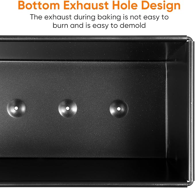 Luxshiny Pullman Loaf Pan with Lid: Non-Stick Bread Toast Box Mold with 5 Holes Design for Homemade Bread - 1.65LB Dough Capacity