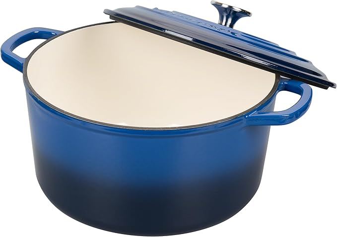 Enameled Cast Iron Dutch Oven Pot with Lid, for Sourdough Bread Baking, Round Dutch Ovens, 4.5 Quart, Blue