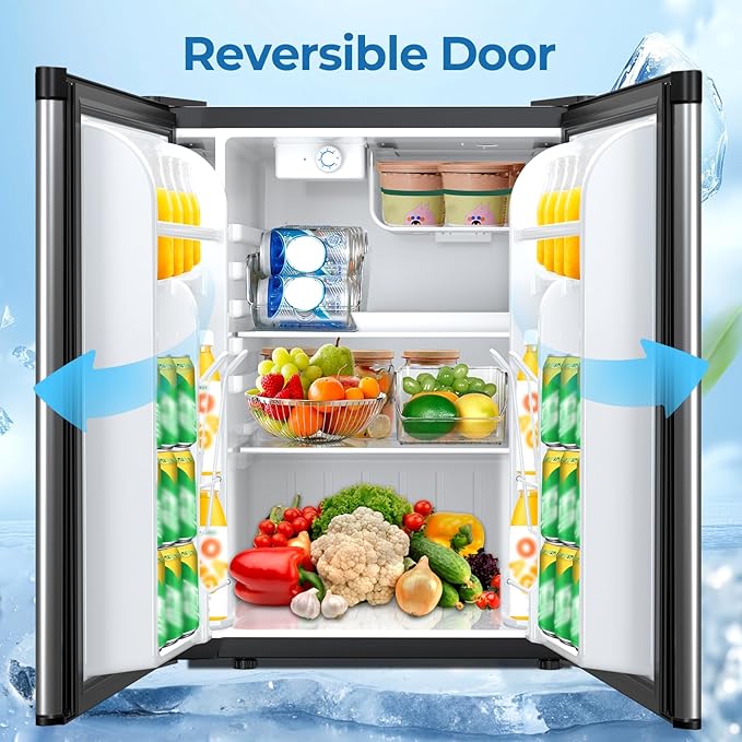 2.56 Cu.ft Compact Refrigerator with Reversible Single Door, Silver