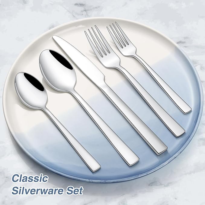 40 Piece Silverware Set For 8,Stainless Steel Flatware,Tableware Set Include Spoons/Forks/Knives,Yoehka Mirror Polished Cutlery/Utensil Set For Home Kitchen Restaurant Hotel,Dishwasher Safe