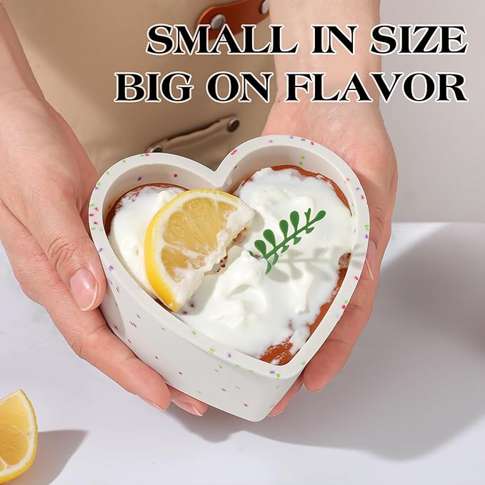 4 Inch Mini Heart Shaped Cake Pans Nonstick Silicone Heart Cake Molds for Baking Set of 3 (Cream)