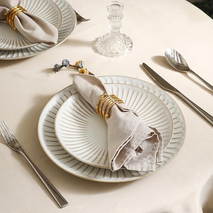 Stone Lain Linea 12-Piece Dinnerware Set Stoneware, White