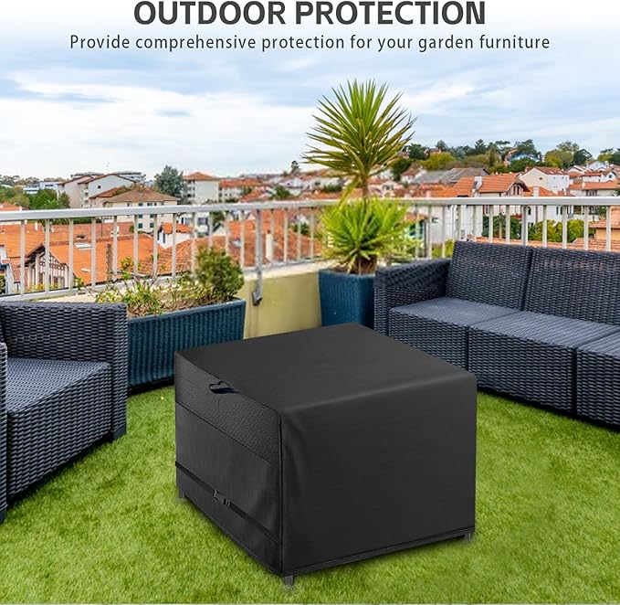 Outdoor Patio Square Table Cover 38 inch Black Heavy Duty Waterproof Cover for Square Slatted Tabletop