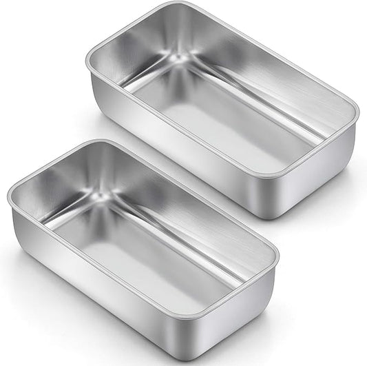 LIANYU 2 Pack Bread Loaf Pans for Baking Bread, 9x5Inch Stainless Steel Meatloaf Baking Pan, Loaf Tin for Homemade Banana Brownies and Pound Cakes, Dishwasher Safe