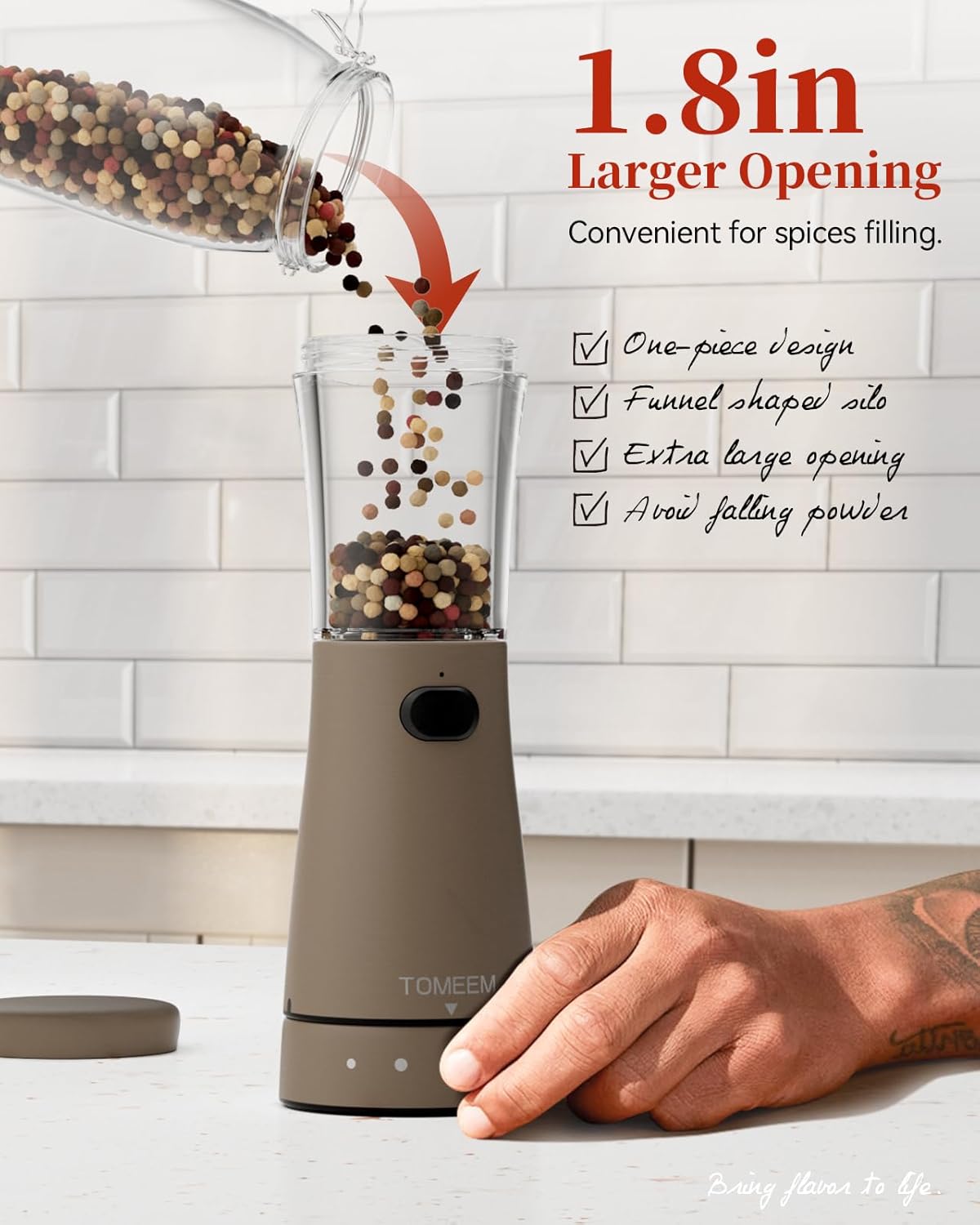 Electric Salt and Pepper Grinder Set with Storage Base, Stainless Steel Rechargeable Salt and Pepper Grinder Set with 4.5 oz Large Capacity, 1.8" Wide Mouth, Adjustable Coarseness, Ideal for Kitchen