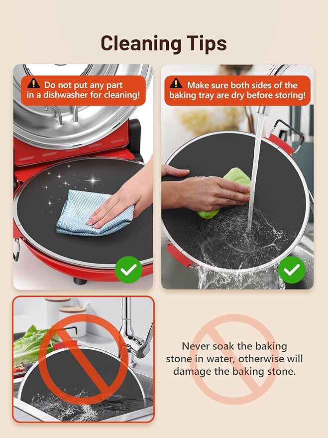 Electric Pizza Oven Indoor with Glazed Ceramic Stone, 12-Inch Portable Countertop Pizza Maker with Adjustable Timer, 1200W Heat up to 800°F Pizza Maker with Viewing Window for Home DIY Pizza