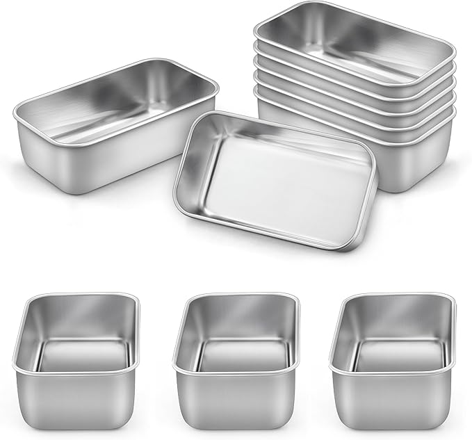 LIANYU 6.3 x 3.5 Inch Mini Loaf Pans for Baking Bread, 10 Pack Stainless Steel Small Bread Loaf Pan Mold for Homemade Meatloaf, Metal Tin Loaf Baking Pan for Banana Sourdough Sandwich, Dishwasher Safe