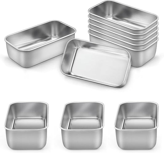 LIANYU 6.3 x 3.5 Inch Mini Loaf Pans for Baking Bread, 10 Pack Stainless Steel Small Bread Loaf Pan Mold for Homemade Meatloaf, Metal Tin Loaf Baking Pan for Banana Sourdough Sandwich, Dishwasher Safe