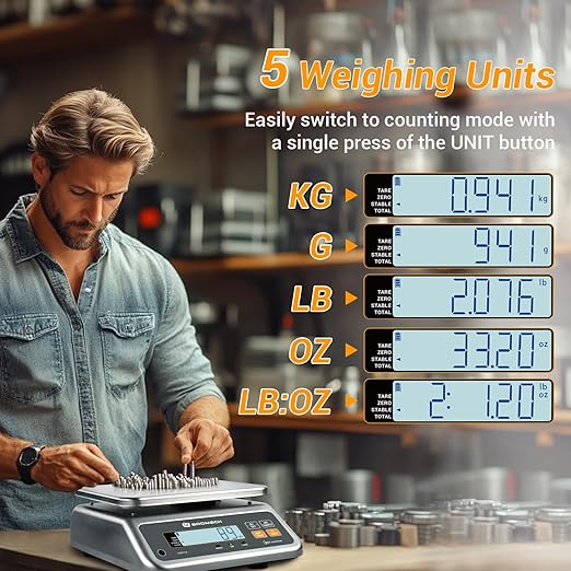 Food Scale Pound and Ounce, Rechargable, Commercial Grade, Stainless Steel Platform, for Meat Shop, Deli, Produce Market (66lb)