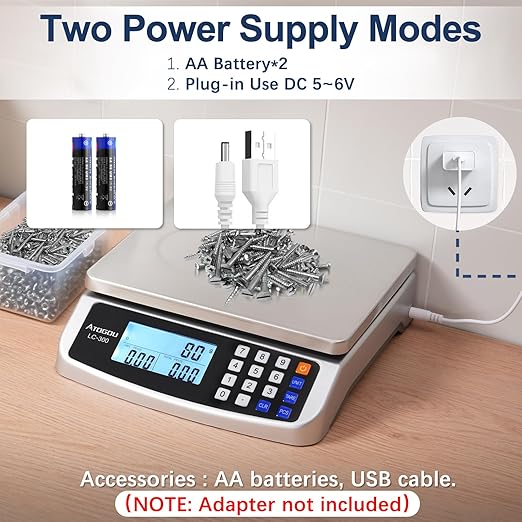 110lb Food Scale, Commercial Kitchen Scale with Price Computing, Plug-in Usable, 0.05oz/1g, 304 Stainless Steel, for Cooking, Vegetables, Farm, Industry, Counting. LC300 Silver